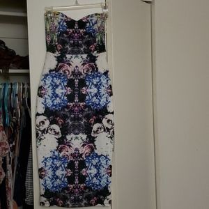 Multi colored strapless dress